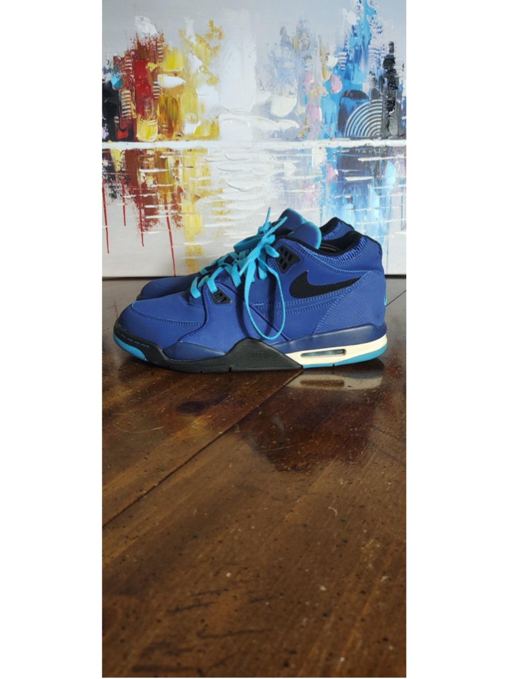 Nike Air Flight 89 Shoes Mens Size 11.5 Blue Mid Top Sneakers 306252-401